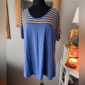 NWT!! 💙💛 LuLaRoe Blue and Gold Striped Short Sleeve Top